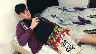 MY STEPSON was masturbating with his favorite TANTALY doll and I help him with his penis