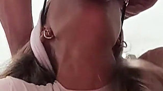 Blonde MILF in Pantyhose and Heels Gives a Blowjob and Swallows