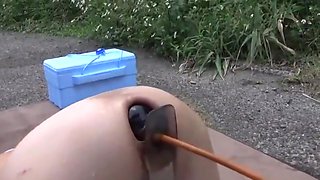Japanese wife extreme outdoors enema