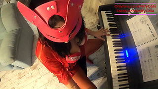 Piano Lesson Seduction Red Lingerie, Deep Pleasure & Messy Mouth Finish