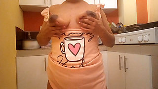 My Big Ass Busty Stepmom in the Kitchen Masturbating with Her Fingers