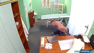 Sexy nurse gets a mouthful of cum in the doctors office