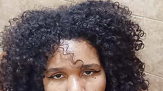 Indian aunt with big ass, sucks and plays with her dildo