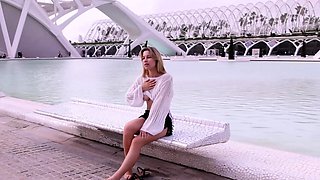 Teen Cassandra walks with her breasts exposed and gets very