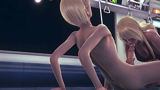 Hentai Uncensored - Naty sucks boy's cock in the subway.mkv
