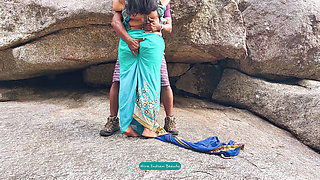 Indian Couple Romance in Outdoor - Saree Sex - Saree Lifted up and Ass Spanked