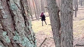Horny Babe Caught in the Forest and Doggystyle Fucked