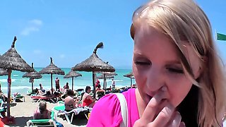 german Skinny 18yo teen flirt and pick up at mallorca beach