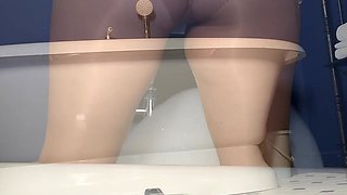 Pee Compilation From a Mistress in White Stockings and Nude Tights