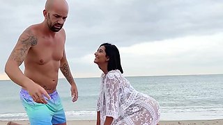 Complete stranger gets to fuck her hole on the beach