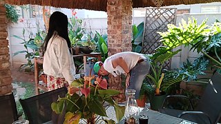 Masturbating with My Neighbours Wife Outdoor on the Patio