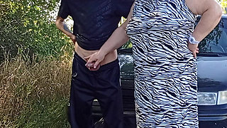 Pissing in Nature Fucked Stepmom in Mouth and Filled It with Cum