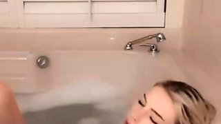 Sensational blonde glamour babe solo and she enjoys it