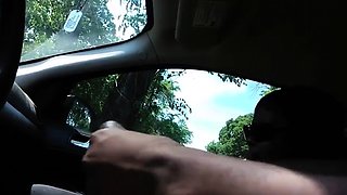 Black Amateur Granny in a Car Shows Her Big Boobs