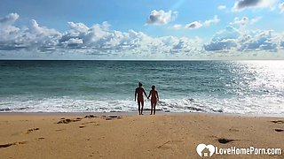 Enjoying the beach in the nude with hubby