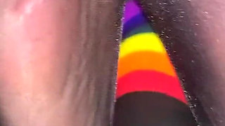 I Fuck My Pussy in Black Pantyhose and a Huge Dildo