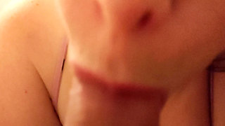 Close-up of her mouth filled with