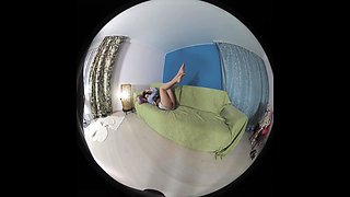 Arina Masturbates With Glass Toy On Sofa - Redhead Solo Model Lingerie Toying