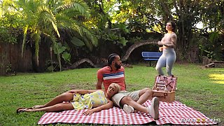 Keisha's Anal Picnic: Interracial Ass fucking with Seductress Keisha Grey, BBC James Angel and Vivianne Desilva