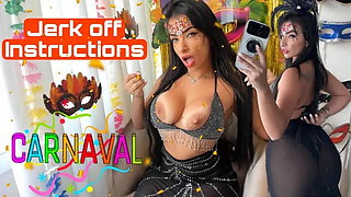 Sexy Brazilian Brunette Dirty Talking a Hot Joi Jerk off Instructions Carnava...