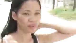 Petite Filipina babe with nice boobs gets fucked hard by