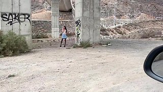 Hot brunette milf in blck stockings agrees for a quick sex in my car for some cash