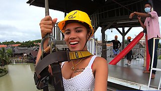 Zipline fun and hot sex at home after