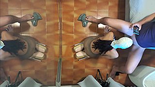 MILF in Pantyhose and High Heels Gives a Blowjob on Her Knees with Cum Swallowing