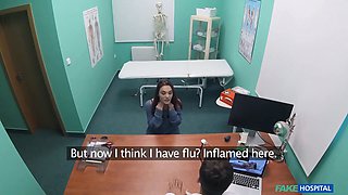 Fake health center - crazy doctor prescribes a throatful of his sperm to sooth her facehole