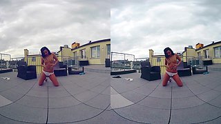 Brunette Hottie Toys Outdoors - Solo Model Fucks Her Vibrator