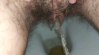 GinnaGg Hairy MILF Pissing Long Pee Close Up Bush Pussy