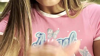 Stroking an Oiled Pink Beautiful Cock