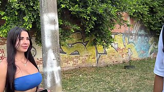 Hot latina gets picked up in the street and takes on strong young cock