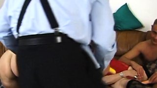 Hairy German matures fuck in foursome