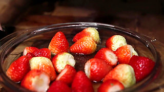 Anal play: whipped cream & strawberries