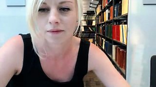 Public Library deep toying and flashing pussy on webcam