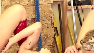 Lesbian threesome ass eating train