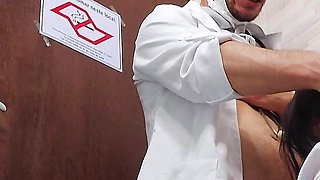 Nurse Takes off Condom While Having Sex with Asian Doctor in Hospital Bathroom