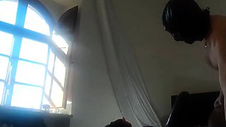Latex-clad babe in high heels gets fucked rough by her man.
