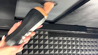 Omg!!! BBW MILF Milks Guy's Cock Perfectly at the Milking Table