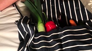 Horny amateur granny in stockings toys around with her ass