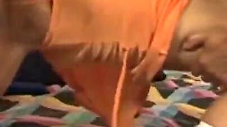 Blonde slut fucks two men with big hard cocks and gets cum on her face like a whore