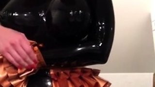 Latex slut solo anal masturbation