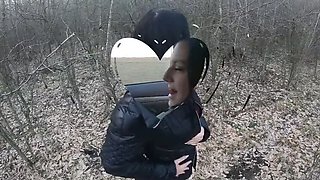 Hot Latina MILF Gives Blowjob in Forest with Husband's Friend - Down Jacket Fetish