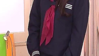Japanese student gets her hairy pussy pleased by the college doctor