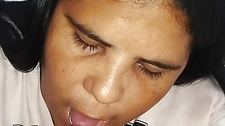 POV fat ass girl sucks her stepdad's old man's cock until she swallows the cum