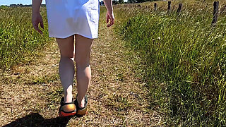 My Bold, Pantyless Walk to the Beach and Back - Every Step Making Me Feel Exposed