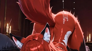 Solitary Fox Succubus Self Indulgence in Crimson Shadows