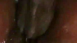 An oiled big ass ebony pounded in her pussy and milked on ass from BBC dude