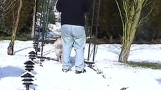 Naked Blonde Girl Outdoors on a Snowy Day